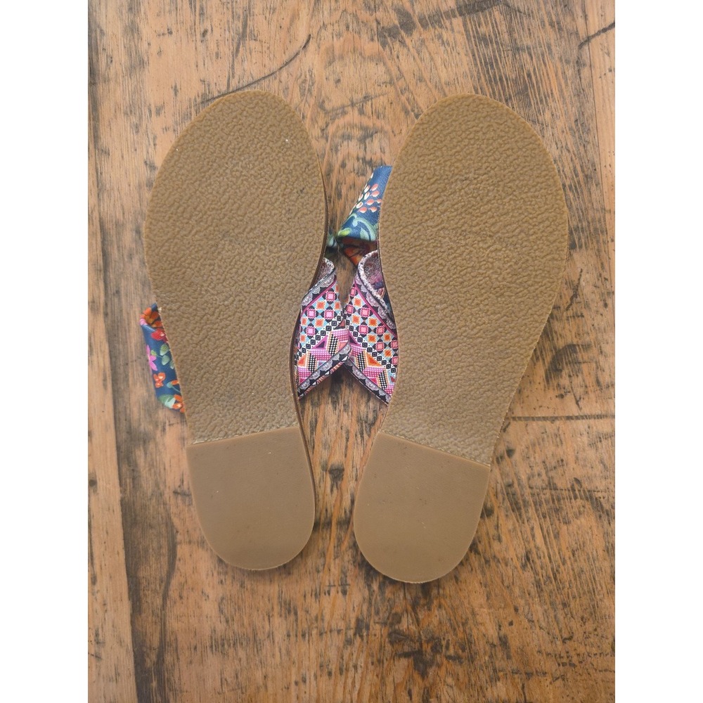 NWOT Johnny Was Women's‎ 7 Sonoma Boho Floral Cross Strap Leather Slip-on Sandal - Picture 5 of 7